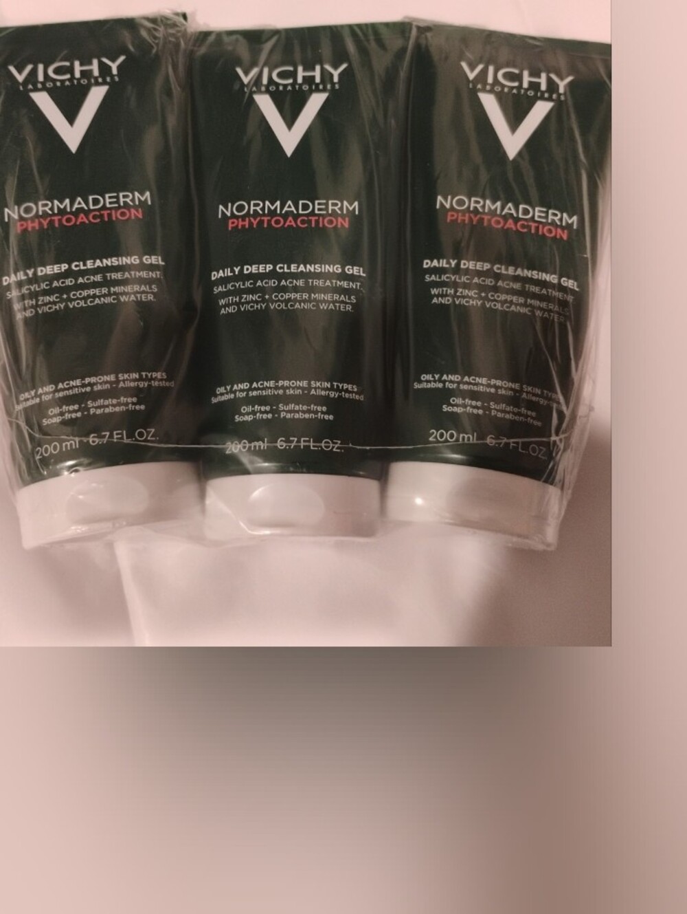 3 X VICHY Normaderm Phytoaction Deep Cleansing Gel Salicylic Acid Acne 6.7 Oz